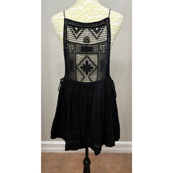 Free People Women's Halter Emily Lace-Bodice Mini Dress Black Medium - Picture 3 of 11
